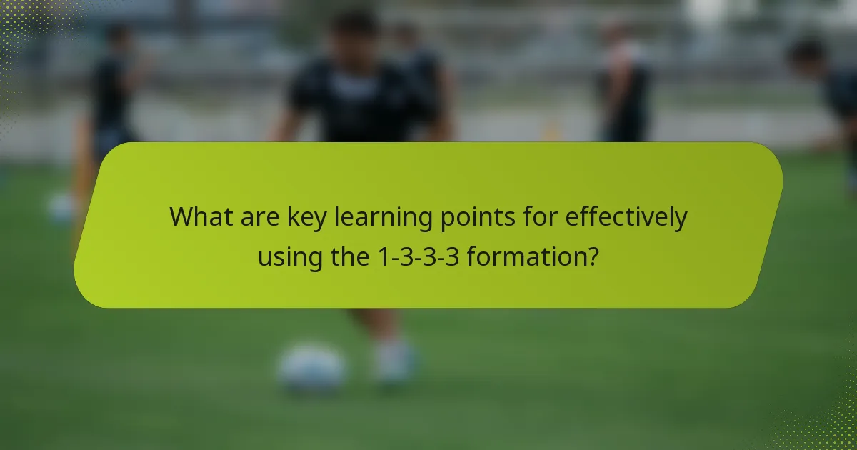 What are key learning points for effectively using the 1-3-3-3 formation?